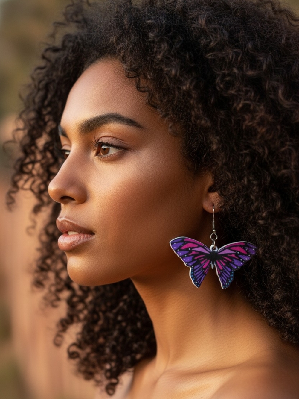 Purple Butterfly Drop Earrings — Lightweight Statement Jewelry for Women